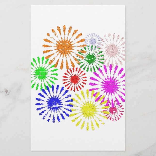 Distressed Flower Burst Stationery (Front)