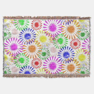 Distressed Flower Burst Throw Blanket