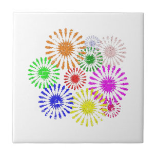 Distressed Flower Burst Tile