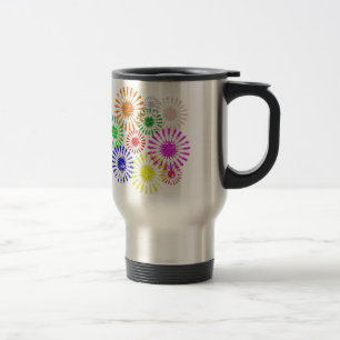 Distressed Flower Burst Travel Mug