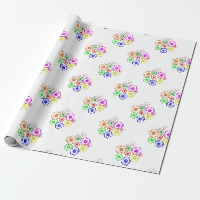 Distressed Flower Burst Wrapping Paper (Unrolled)