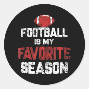 Distressed Football Is My Favourite Season Classic Round Sticker