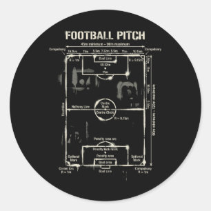 Distressed Footll Pitch Diagram Soccer Field Layou Classic Round Sticker