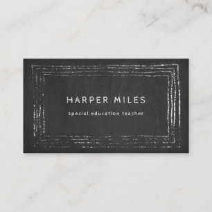 Distressed frame black chalkboard teacher business card