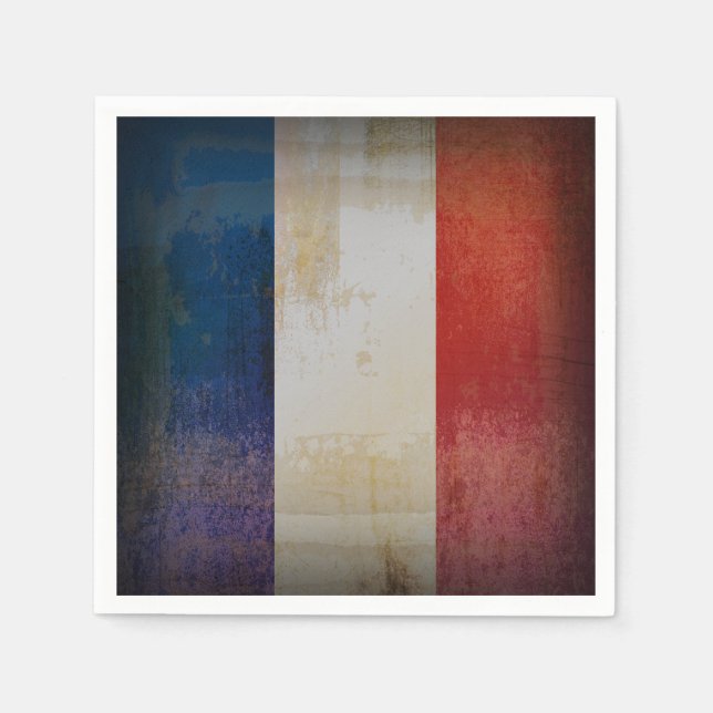 Distressed France Flag Napkin (Front)