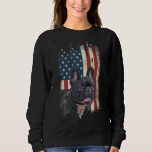 Distressed French Bulldog American Flag Patriotic Sweatshirt