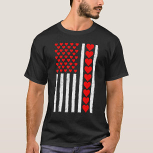 Distressed Funny American Flag Heart Valentine's D T-Shirt
