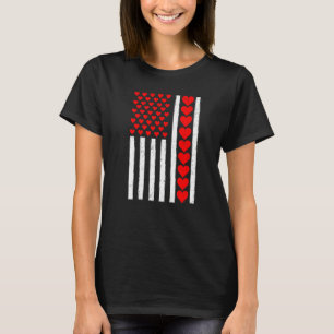 Distressed Funny American Flag Heart Valentine's D T-Shirt