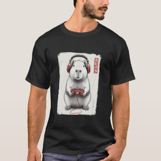 Distressed Gamer Japanese Art Funny Capybara Video T-Shirt