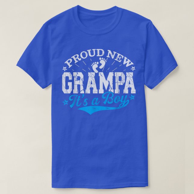 Distressed Gender Reveal Proud New Grampa It's A B T-Shirt (Design Front)