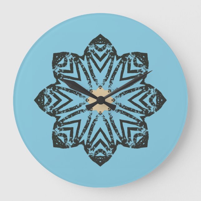 Distressed Geometric Floral Medallion Large Clock (Front)