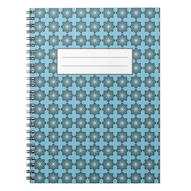 Distressed Geometric Floral Medallion Pattern Notebook (Front)