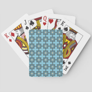 Distressed Geometric Floral Medallion Pattern Playing Cards