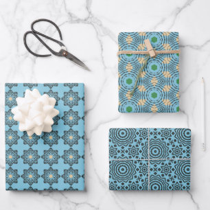Distressed Geometric Mandala Pattern Wrapping Paper Sheet