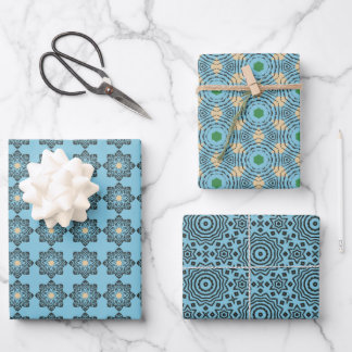 Distressed Geometric Mandala Pattern Wrapping Paper Sheet