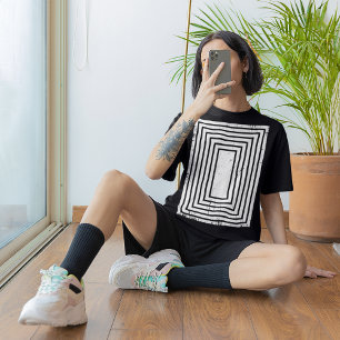 Distressed Geometric Rectangle Optical Illusion T-Shirt