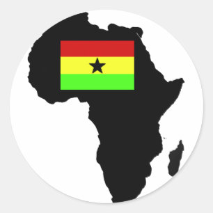 Distressed Ghanian flag and African Silhouette Classic Round Sticker