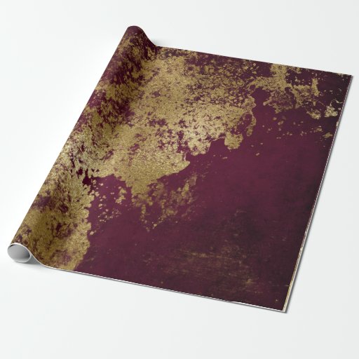 Image of Distressed Gold Burgundy Red Rust Wrap Wrapping Paper