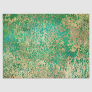Distressed Gold Splatter on Green Decoupage Tissue Paper