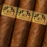 Distressed Gold Wedding Cigar Band Label<br><div class="desc">This simple and elegant label design has been created to use as a custom cigar band for a wedding, anniversary or engagement party. It has distressed burnished gold background with a vintage look and an elegant black text template to personalise with the Bride and Groom's monogram initials and their wedding...</div>