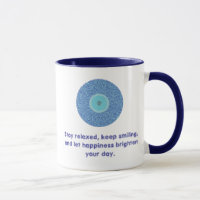 Distressed Good Vibes Blue Evil Eye Heart Pattern