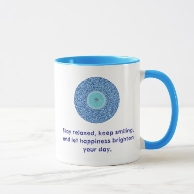 Distressed Good Vibes Blue Evil Eye Heart Pattern Mug (Right)