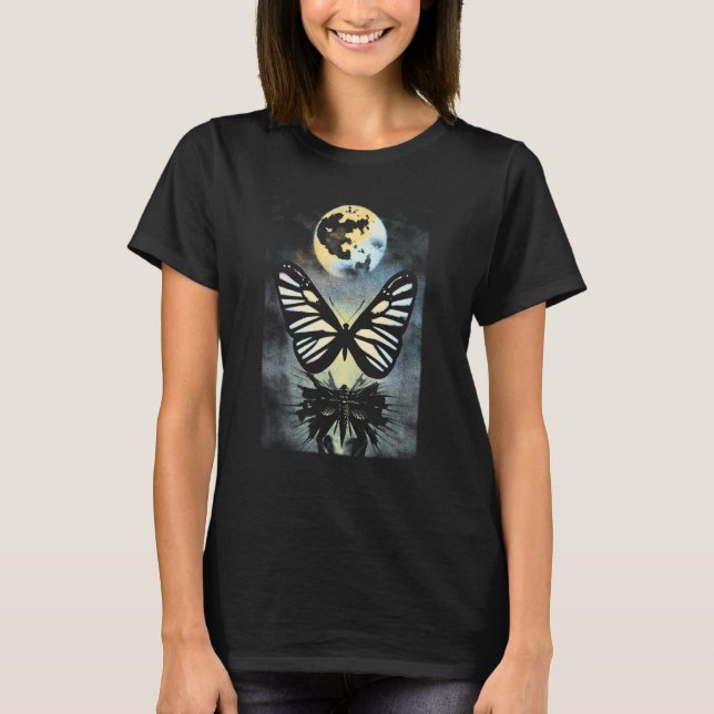 Distressed Gothic Aesthetic Moth Grunge Butterfly  T-Shirt (Front)
