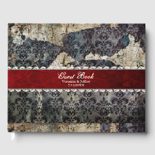 Distressed Gothic Damask Wedding Guest Book