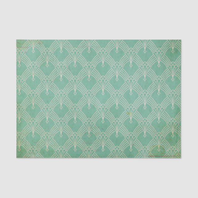 Distressed Green Art Deco Tissue Paper (Front)