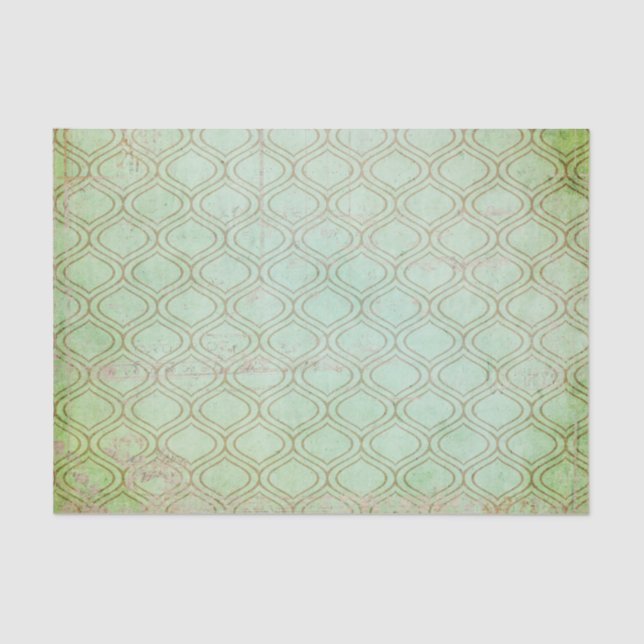 Distressed Green Art Deco Tissue Paper (Front)