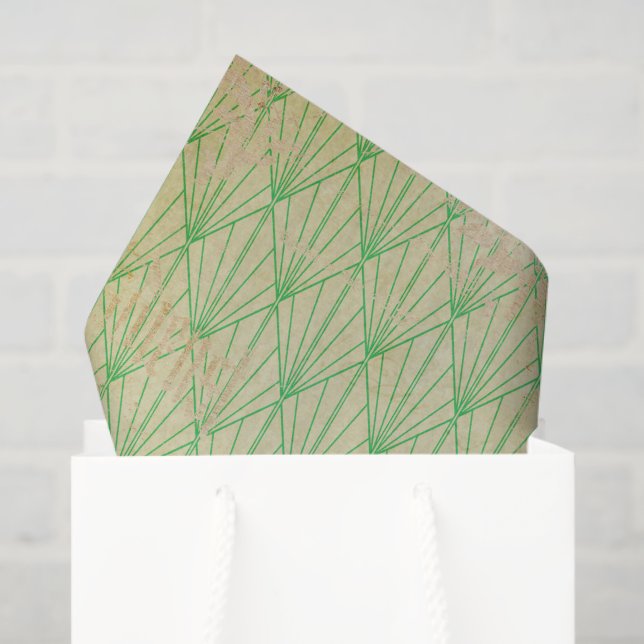 Distressed Green Art Deco Tissue Paper (Gift Bag)
