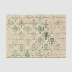 Distressed Green Damask Tissue Paper