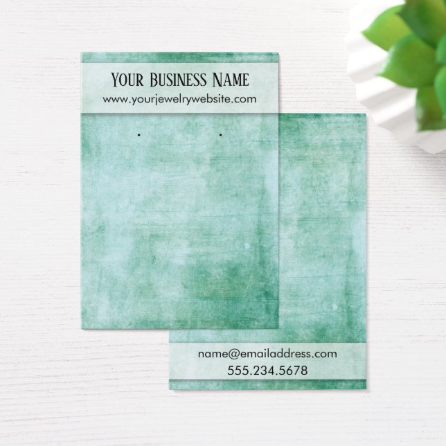 Distressed Green Earring Holder Display Card (Desk)