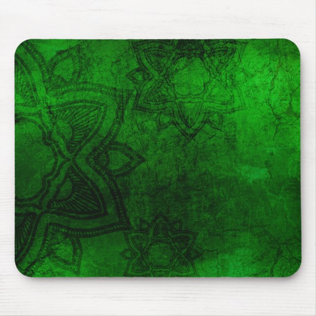 Distressed Green Mandala Pattern Mouse Mat (Front)