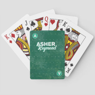 Distressed Green Retro Name Monogrammed Playing Cards
