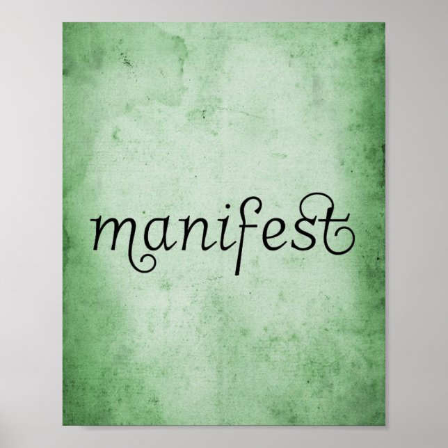 Distressed green watercolor manifest typography poster (Front)