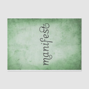 Distressed green watercolor manifest typography tissue paper