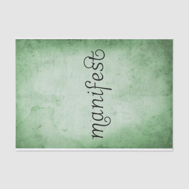 Distressed green watercolor manifest typography tissue paper (Front)