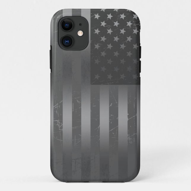 Distressed Grey American Flag Metallic Background Case-Mate iPhone Case (Back)