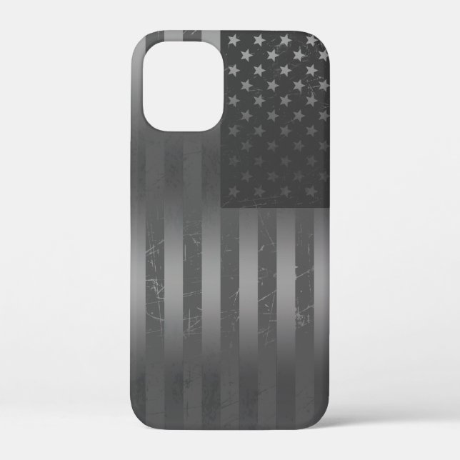 Distressed Grey American Flag Metallic Background Case-Mate iPhone Case (Back)