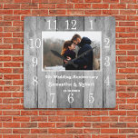 Distressed Grey Wood 5 Year Anniversary Photo   Square Wall Clock<br><div class="desc">Rustic wood wall clock personalised with photo makes a perfect gift for 5 year anniversary. Personalise with couple name and year. The milestone 5th anniversary gift is traditionally wood related gifts.</div>