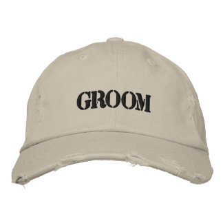 Distressed groom embroidered hat