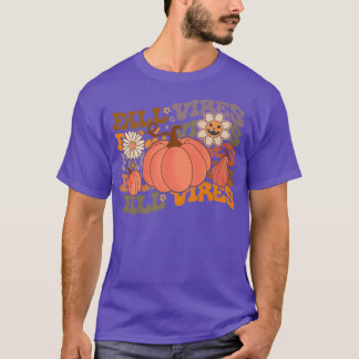 Distressed Groovy Fall Vibes Pumpkin Spice Fall Th T-Shirt