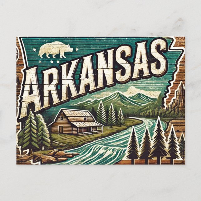 Distressed Grunge Arkansas Postcard (Front)