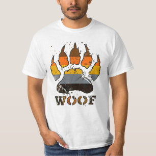 Distressed Grunge Bear Paw Woof Bear Pride Flag T-Shirt
