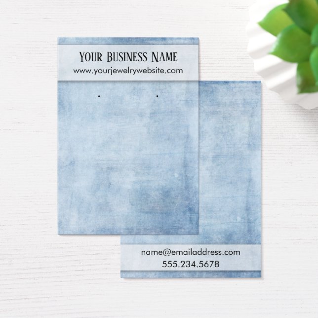 Distressed Grunge Blue Earring Holder Display Card (Desk)