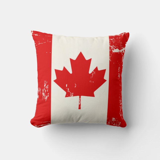 Distressed Grunge Canada Flag Maple Leaf Cushion (Front)
