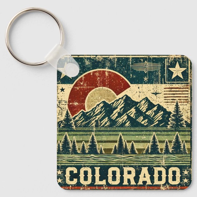 Distressed Grunge Colorado  Key Ring (Front)