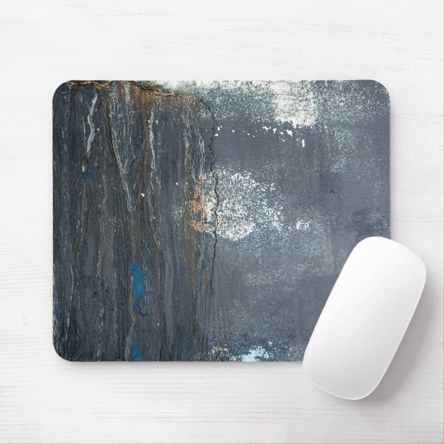 Distressed Grunge Grey and Blue Abstract Mouse Mat (With Mouse)