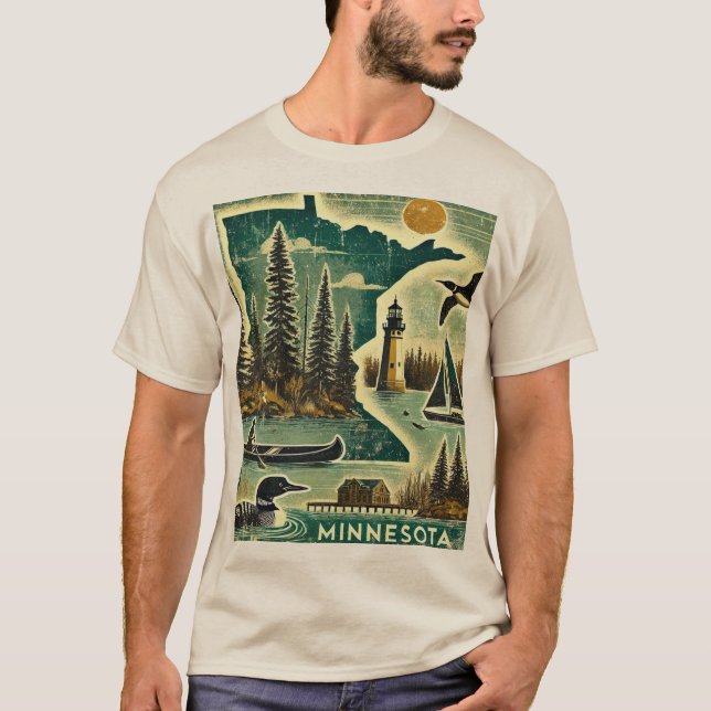 Distressed Grunge Minnesota T-Shirt (Front)